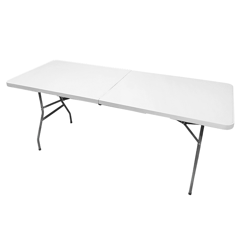 Mesa plástica Rena Outdoor com 180 x 70 x 74 cm, resistente e prática para utilização em jardins, terraços, eventos e espaços exteriores.